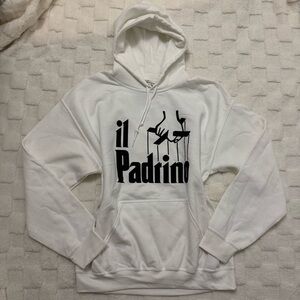 il Padrino The Godfather Cinema White Graphic Logo Hoodie Sweatshirt, Large NWOT